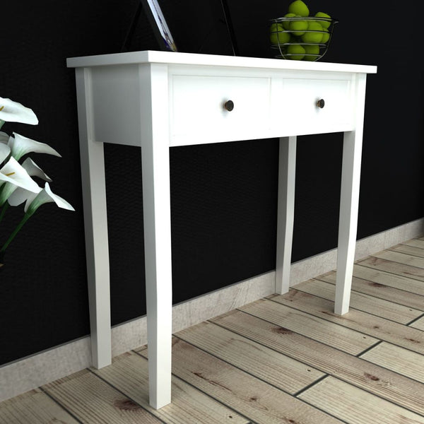 Dressing Console Table with Two Drawers - White