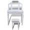 Dressing Table 2 Drawers With 3-In-1 Mirror And Stool - White