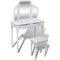Dressing Table 2 Drawers With 3-In-1 Mirror And Stool - White