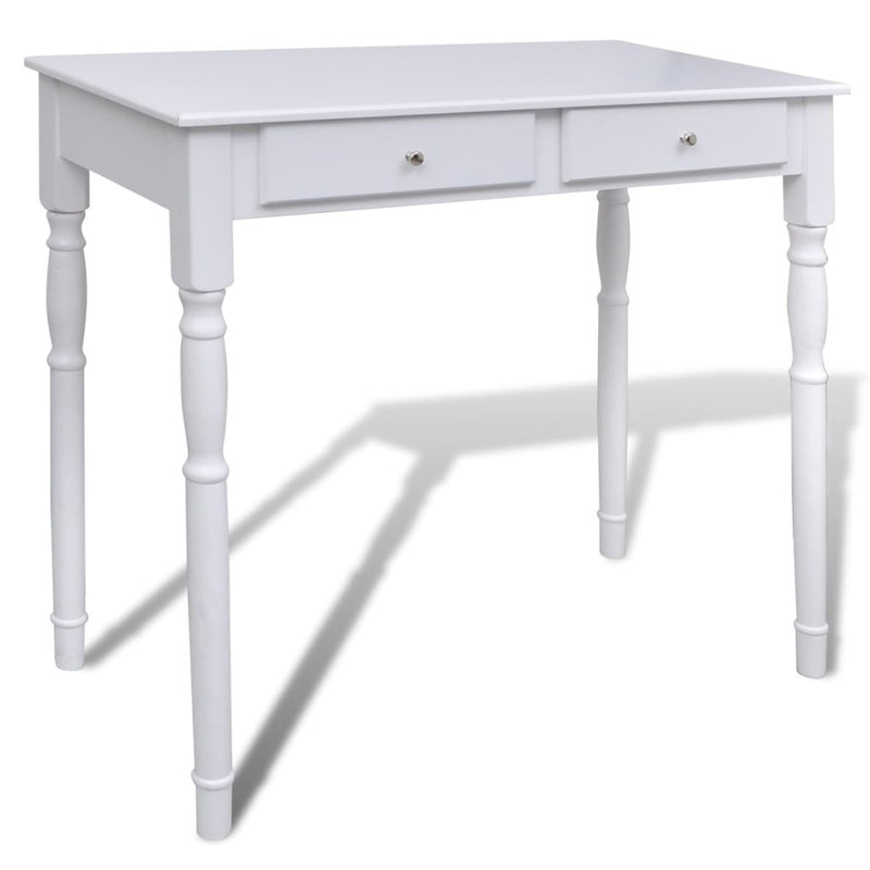 Dressing Table 2 Drawers With 3-In-1 Mirror And Stool - White