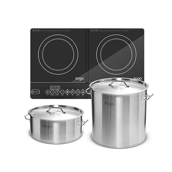 Dual Burners Cooktop Stove Stainless Steel Top Grade Stockpot