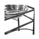 Dual Elevated Pet Dog Feeder Bowl Stainless Steel Food Water Stand
