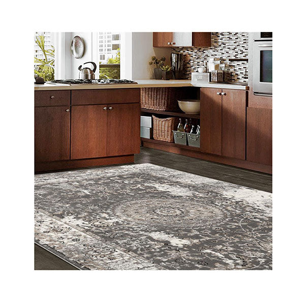 Dynasty Grey Hallway Runner Machine Knotted Rug