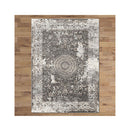 Dynasty Grey Hallway Runner Machine Knotted Rug
