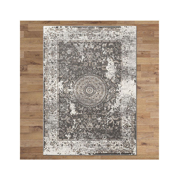 Dynasty Grey Hallway Runner Machine Knotted Rug