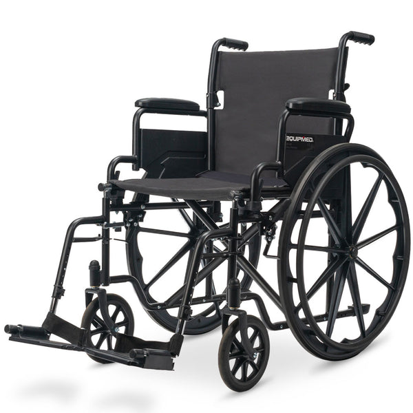 24 Inch Folding Wheelchair with Park Brakes, 136kg Capacity, Retractable Armrests, Black