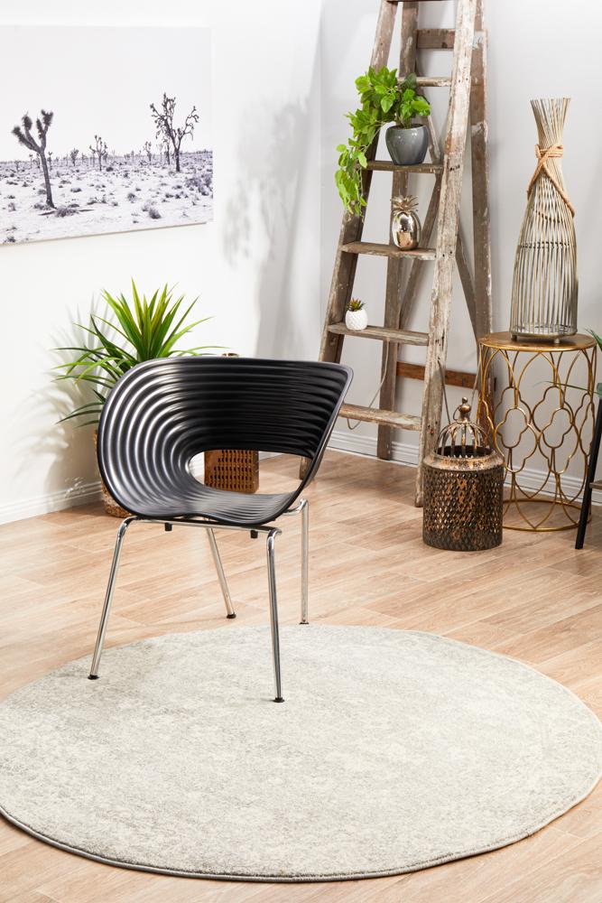 Evoke Round Shine Silver Transitional Rug