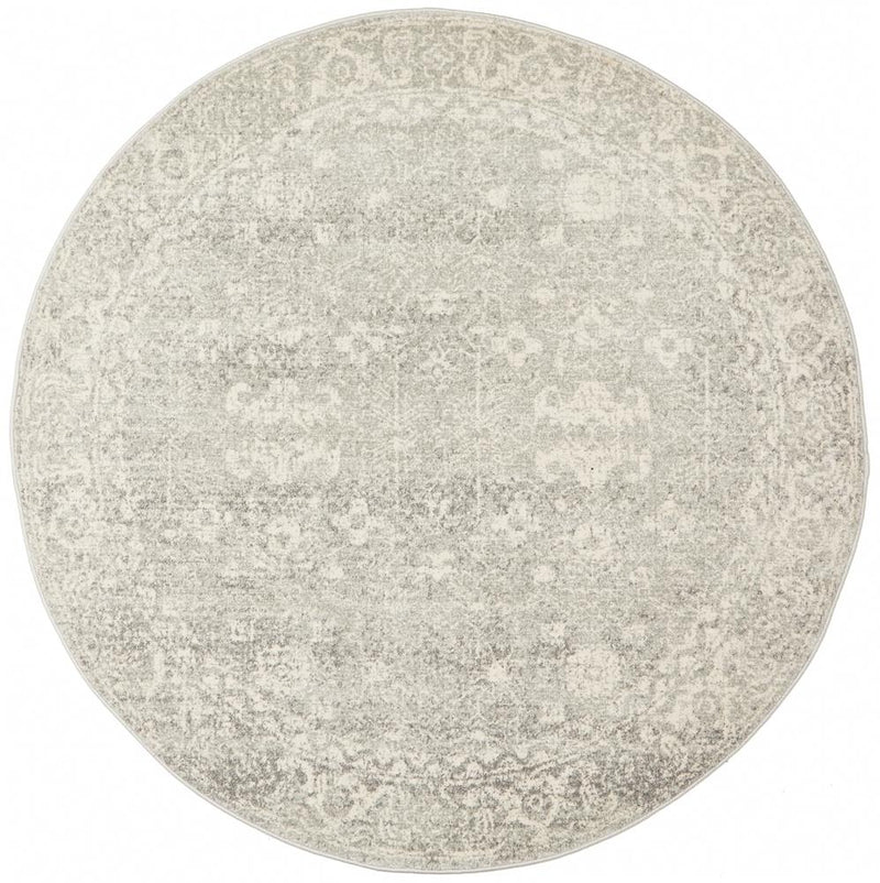 Evoke Round Shine Silver Transitional Rug