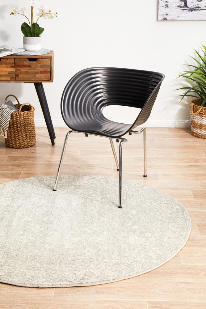Evoke Round Shine Silver Transitional Rug