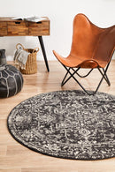 Evoke Round Scape Charcoal Transitional Rug