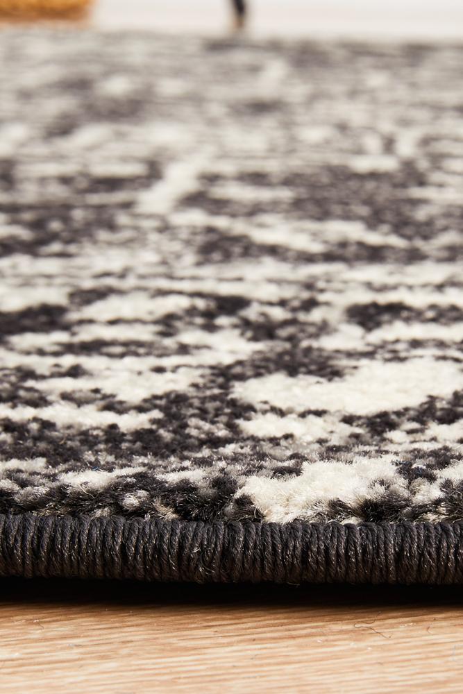 Evoke Round Scape Charcoal Transitional Rug