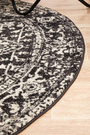 Evoke Round Scape Charcoal Transitional Rug