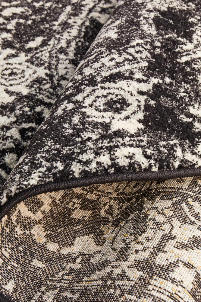 Evoke Round Scape Charcoal Transitional Rug