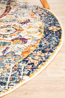 Evoke Round Peacock Ivory Transitional Rug