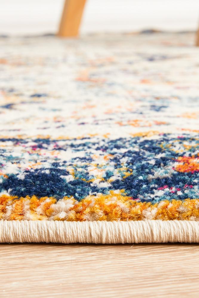 Evoke Round Peacock Ivory Transitional Rug
