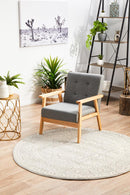 Evoke Round Silver Flower Transitional Rug