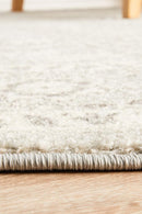 Evoke Round Silver Flower Transitional Rug