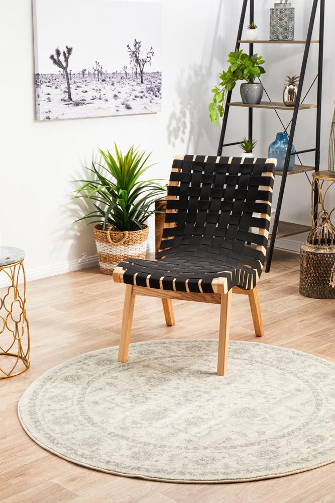 Evoke Round Winter White Transitional Rug