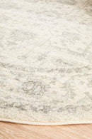 Evoke Round Winter White Transitional Rug