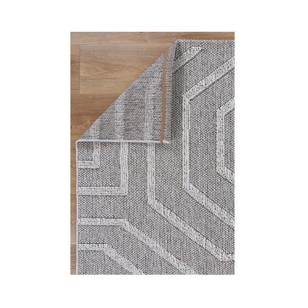 Efate Flower Grey Geometric Flatweave Rug