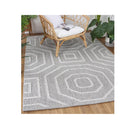 Efate Flower Grey Geometric Flatweave Rug