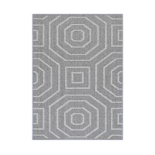 Efate Folk Grey Geometric Flatweave Rug