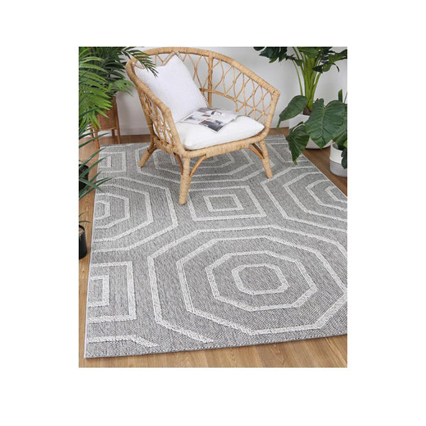 Efate Folk Grey Geometric Flatweave Rug