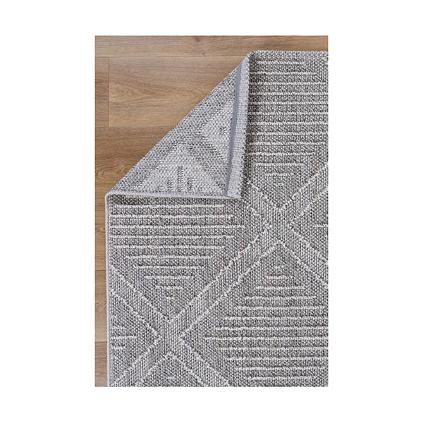 Efate Honiara Grey Geometric Flatweave Rug