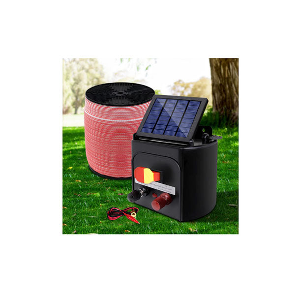 Electric Fence Energiser 5Km Solar Powered Set And Polytape