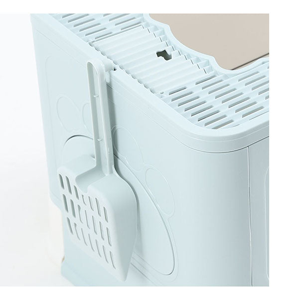 Enclosed Kitty Toilet Hood Hair Grooming Foldable Litter Box Tray