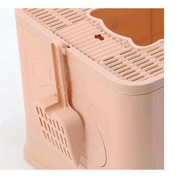 Enclosed Kitty Toilet Hood Hair Grooming Foldable Litter Box Tray