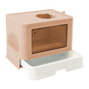 Enclosed Kitty Toilet Hood Hair Grooming Foldable Litter Box Tray