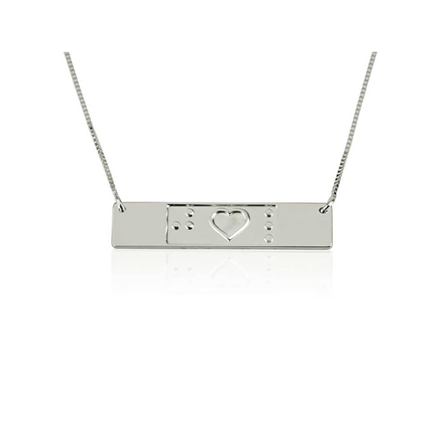 Engraved Friendship Bar Braille Necklace