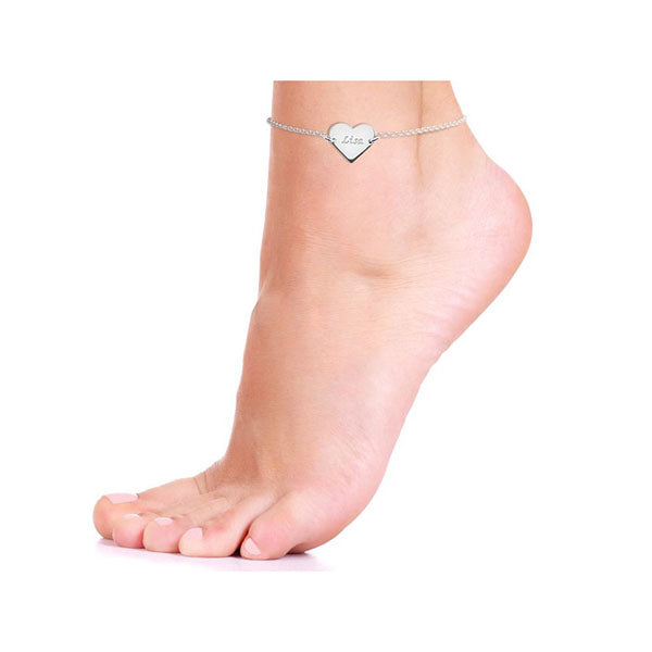 Engraved Heart Anklet