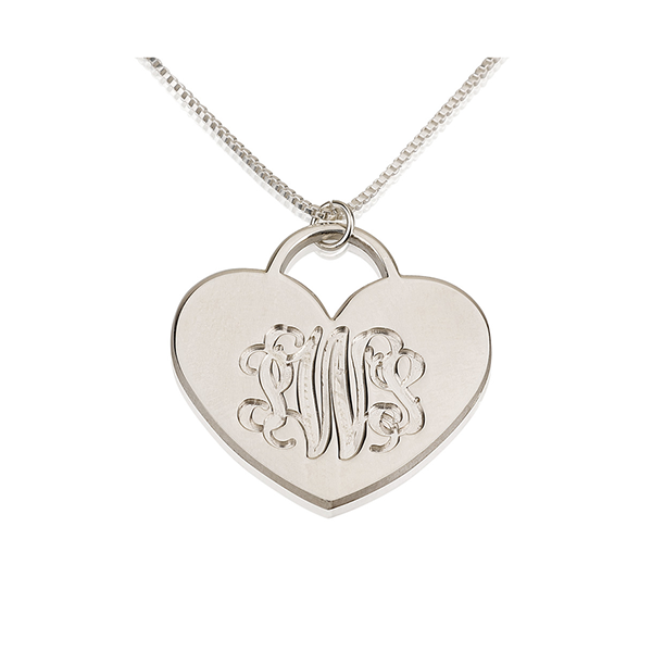 Engraved Heart Monogram Necklace