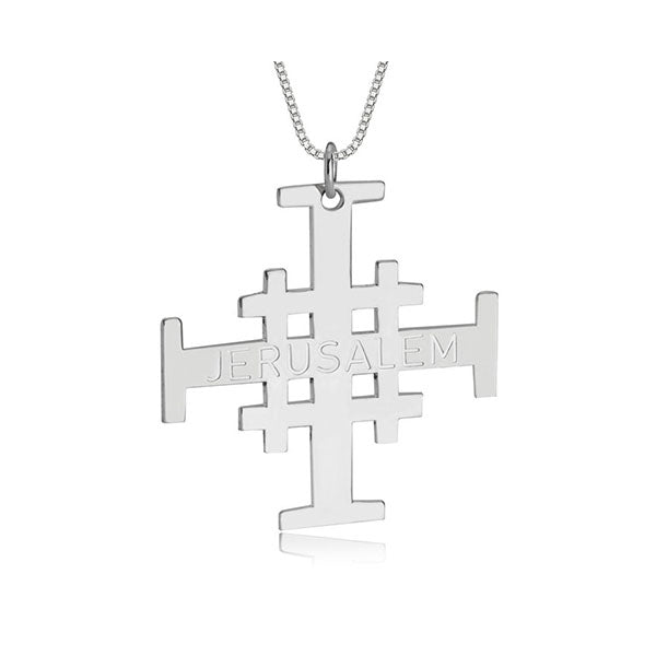 Engraved Jerusalem Cross Necklace