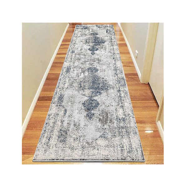 Envy Light Grey Hallway Runner Machine Knotted Rug
