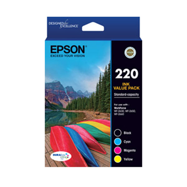 Epson 220 Four Colour Std Value Pack Black Cyan Magenta Yellow