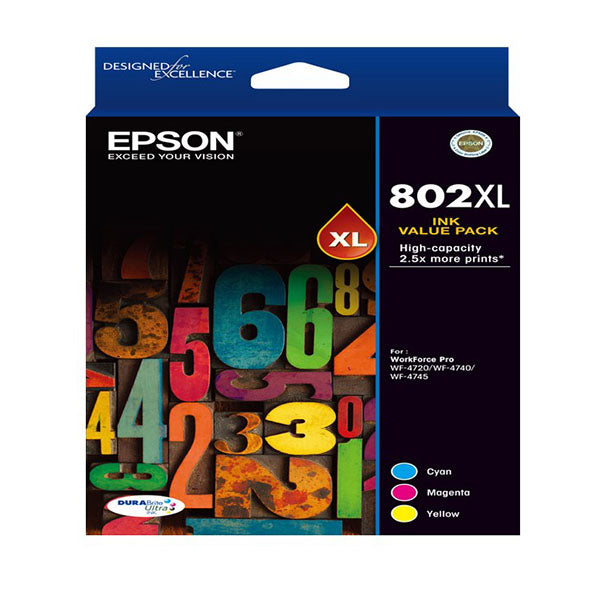 Epson 802Xl 3X Colour Ink Pack Wf4720 Wf4740 Wf4745