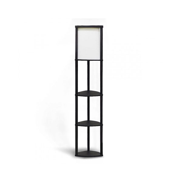 Etagere Floor Lamp Tripod Shape With 3 Wooden Shelves