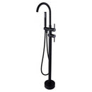 Euro Freestanding Round Matte Black Bath Mixer Spout w/ Handheld Head