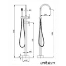 Euro Freestanding Round Matte Black Bath Mixer Spout w/ Handheld Head