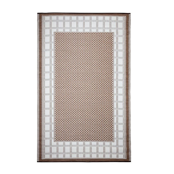 Europe Chestnut and Walnut Brown Geometric Reversible Outdoor Rug