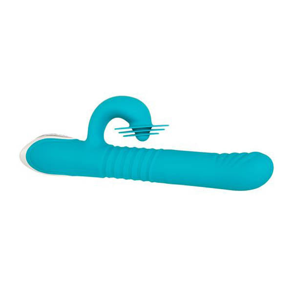 Evolved The Show Stopper Rechargeable Thrusting Rabbit Vibrator Teal