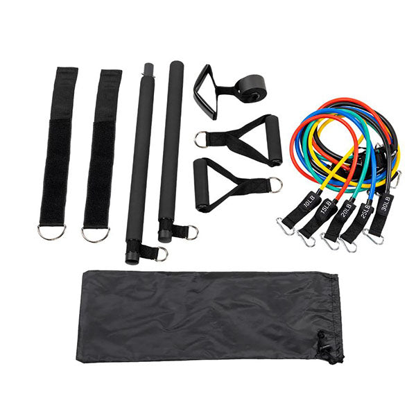 Exercise Pilates Bar Kit Resistance Bands Yoga Fitness Stretch Workout