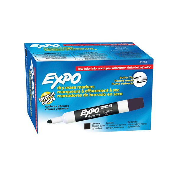 Expo Whiteboard Marker Dry Erase Bullet Tip Black Bx12