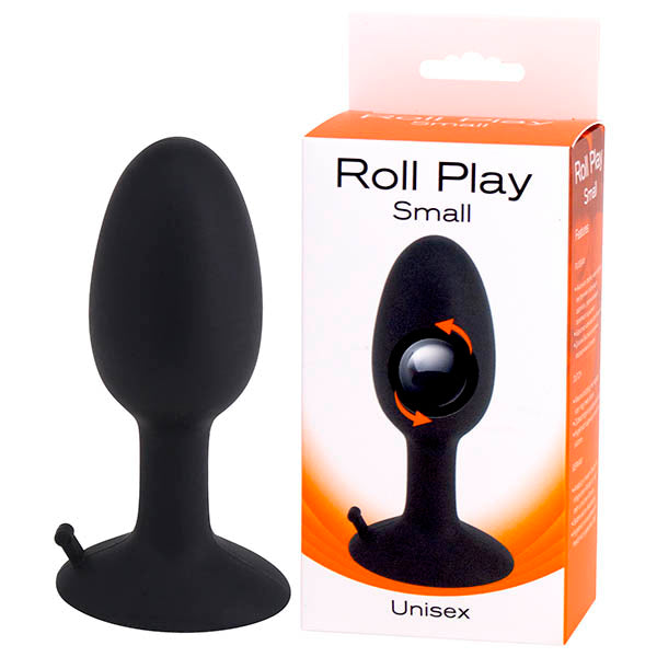 8 Cm Roll Play Black Small Butt Plug With Internal Ball