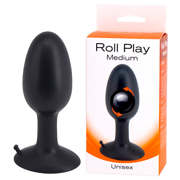 10 Cm Roll Play Black Medium Butt Plug With Internal Ball