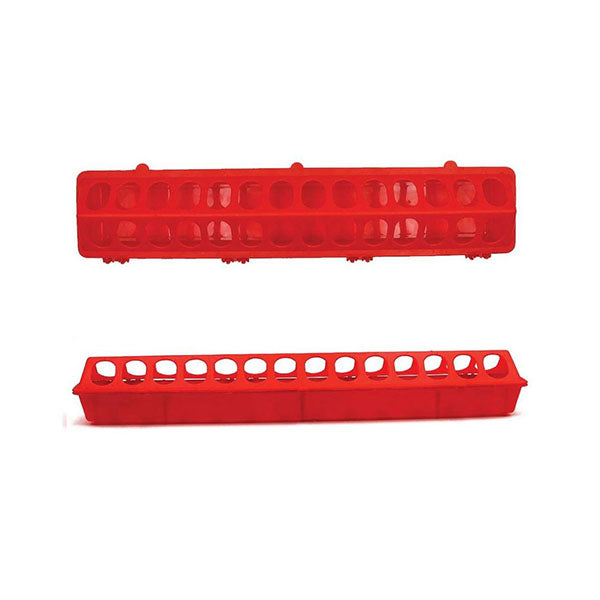 50Cm Long Poultry Feeder Chicken Red Plastic Flip Top Container