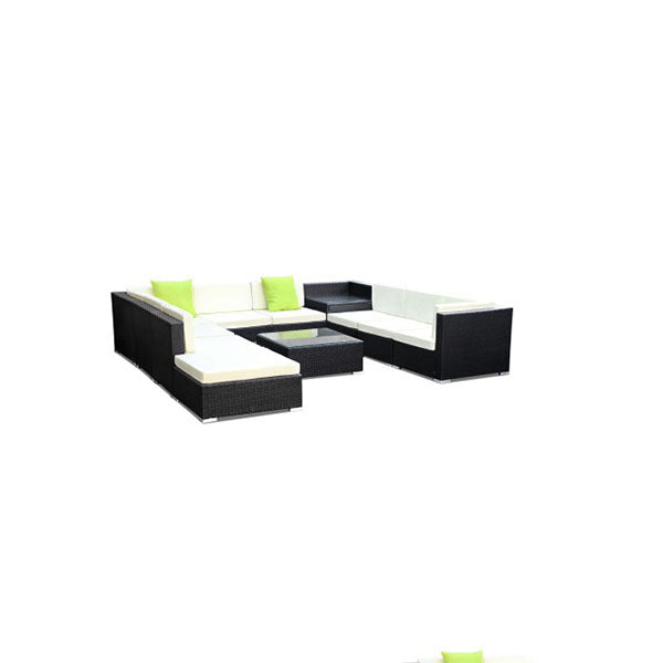 11 Piece Outdoor Furniture Set Wicker Sofa Lounge
